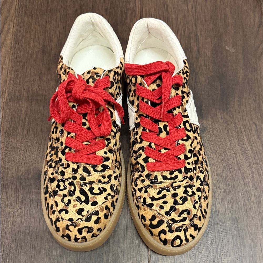 MIA Leopard Print Sneakers with Red Laces